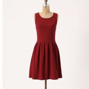 Anthropologie Wine Red Dress Ganni Noon/night SizeM WaffleTexture Knit w/Spandex